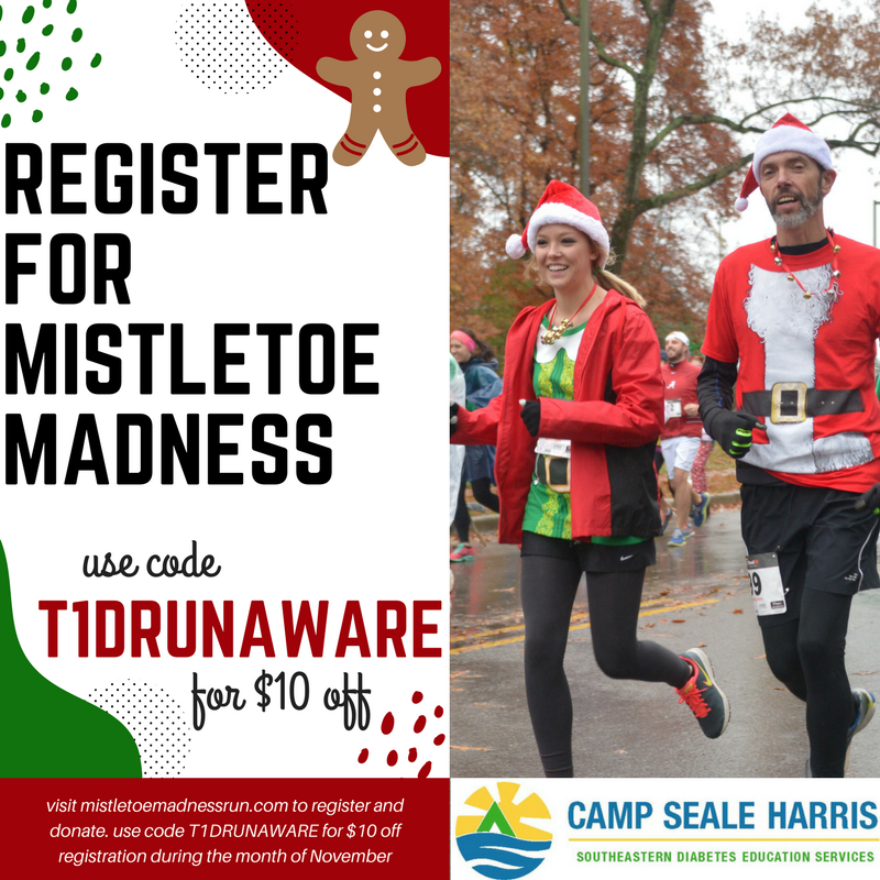 campsealeharris's tweet photo. Register for #MistletoeMadness5K during #DiabetesAwarenessMonth & get $10 off your registration with code! #CampSealeHarris #T1D #CSH2017 https://t.co/h7XWiL0uqP