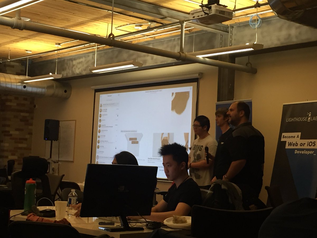 RoseXW's tweet photo. First group is team 2, using @clarifai to determine contrasting outfits to a photographed item @DEV6tweet #dev6 https://t.co/VwQUAcXpbf