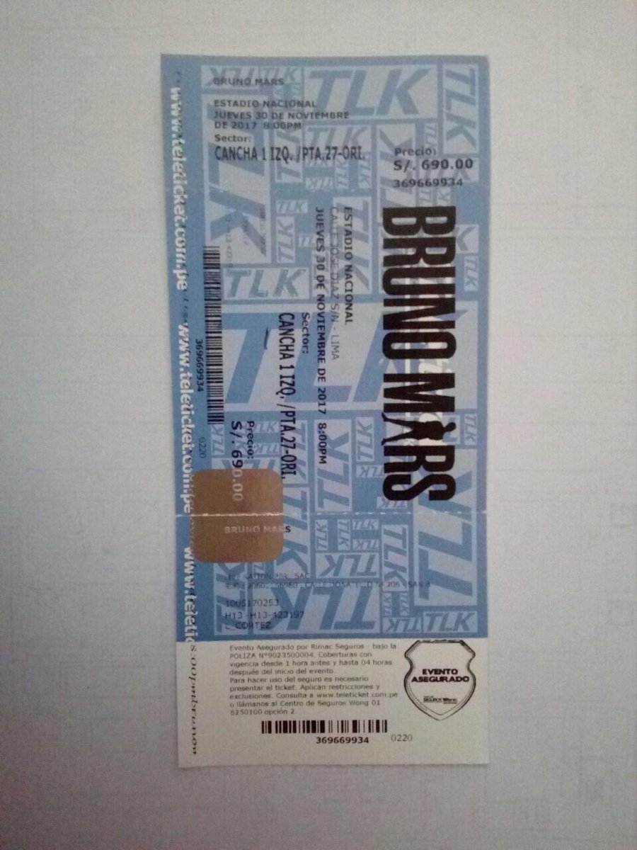 JesusArbulu's tweet photo. Cuando estás a días de tu cumpleaños y te regalan tu entrada para Bruno mars 😍 https://t.co/86FYw1A9S7