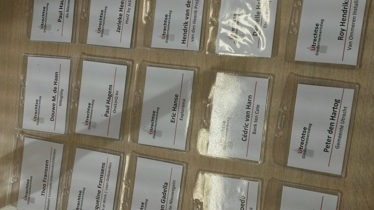 De bevestigingen zijn verstuurd, de badges liggen klaar. Morgen stands opbouwen voor <a href="/twovisions/">Two Visions</a>, <a href="/MEPD/">mepd</a>, @Huisvanschrieken, <a href="/halfachtNL/">halfacht.com</a> , <a href="/diya/">Diya Kamdar</a>, <a href="/ROCMN_business/">B&A College</a>, <a href="/BonAppetitoNL/">BonAppetito</a>, <a href="/peoplegraphics/">peoplegraphics</a>, @cassoftware <a href="/muntstad/">Muntstad</a> en <a href="/rondje_utrecht/">RondjeUtrecht</a> . Tot dinsdag!
