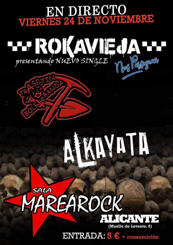 Entra en nuestro Facebook y participa en el sorteo de tres entradas para el concierto del 24 de noviembre en la <a href="/salamarearock/">Sala Marearock</a> junto a @AlkayataPunk <a href="/laboletobanda/">Traspotin&Boletoband</a>! El ganador se sabrá el 22 de noviembre!