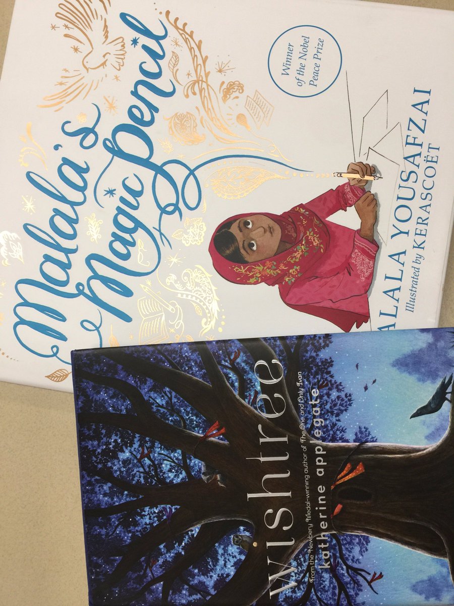 chrisjstahl's tweet photo. Exploring new read-aloud possibilities. Seems like 'Wishtree' by @kaaauthor & @Malala's 'Magic Pencil' are destined to be used together. Hmmmmmmm.🤔 #wishes #dreamsofabetterworld #BeTheChange https://t.co/cinBujTXXG