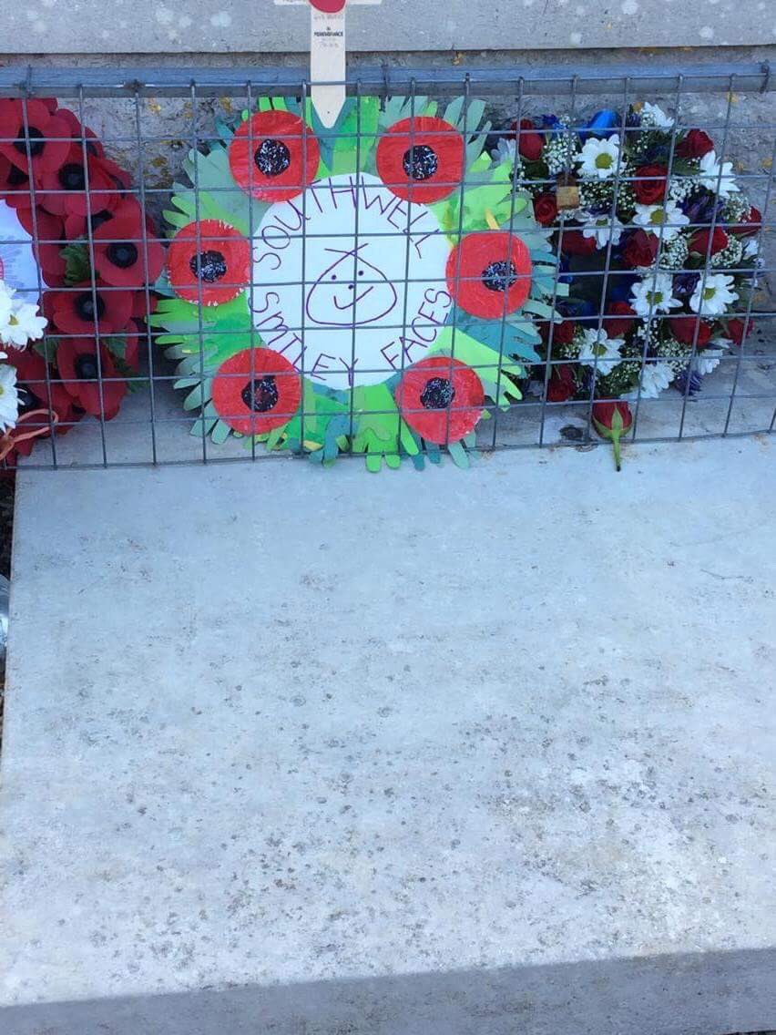 SouthwellSmiley's tweet photo. Hugely proud of two of our pre-schoolers who laid a wreath, handmade by the children, at #Portland Cenotaph this morning. #WeWillRememberThem https://t.co/O1Mna3NzZn