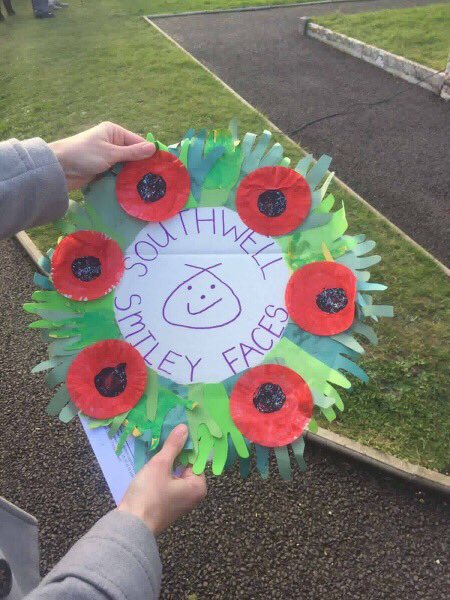 SouthwellSmiley's tweet photo. Hugely proud of two of our pre-schoolers who laid a wreath, handmade by the children, at #Portland Cenotaph this morning. #WeWillRememberThem https://t.co/O1Mna3NzZn