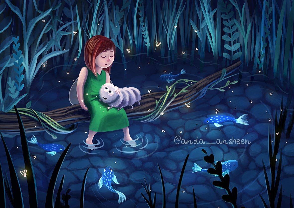 Anda_Ansheen's tweet photo. When you're blue.. surround yourself with friends who can make you feel better. #blue #night #prettylights #illustratorontwitter #illustration #childrensillustration https://t.co/dRi3FDl2Q3