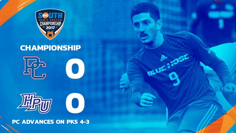 PC ADVANCES!! @bluehosesoccer wins their first #BigSouthMSOC title and advances to the <a href="/NCAASoccer/">NCAA Soccer</a> Tournament!