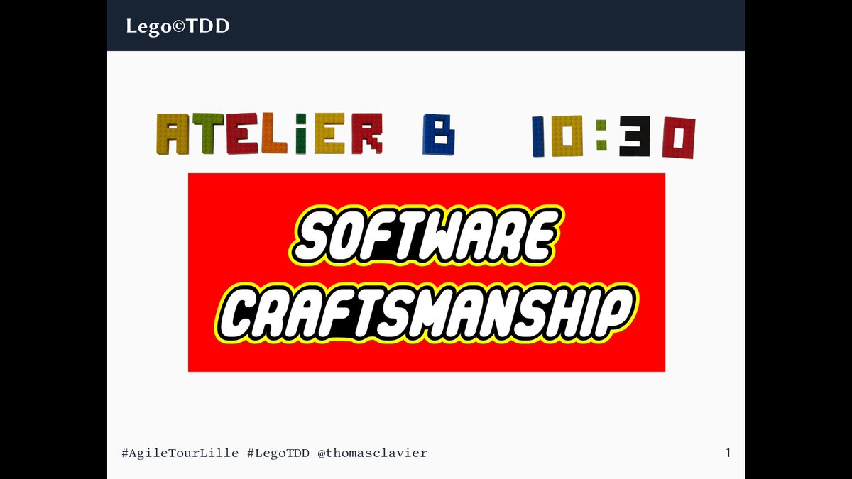 thomasclavier's tweet photo. Demain à l'#AgileTourLille à 10:30 en Atelier B, venez découvrir quelques bonnes pratiques du software craftmanship avec des lego. #legoTDD https://t.co/7phLHJkfLF
