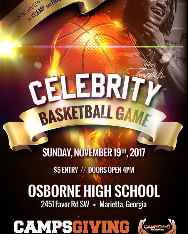 KCamp427's tweet photo. ‼️CAMPSGIVING 2k17 kcamp + Celeb Friends Basketball Game🏀/ Halftime Concert hosted by hot1079atl campsgiving #Northside‼️ *kids under 10 fr… https://t.co/W6yQdRQbU5