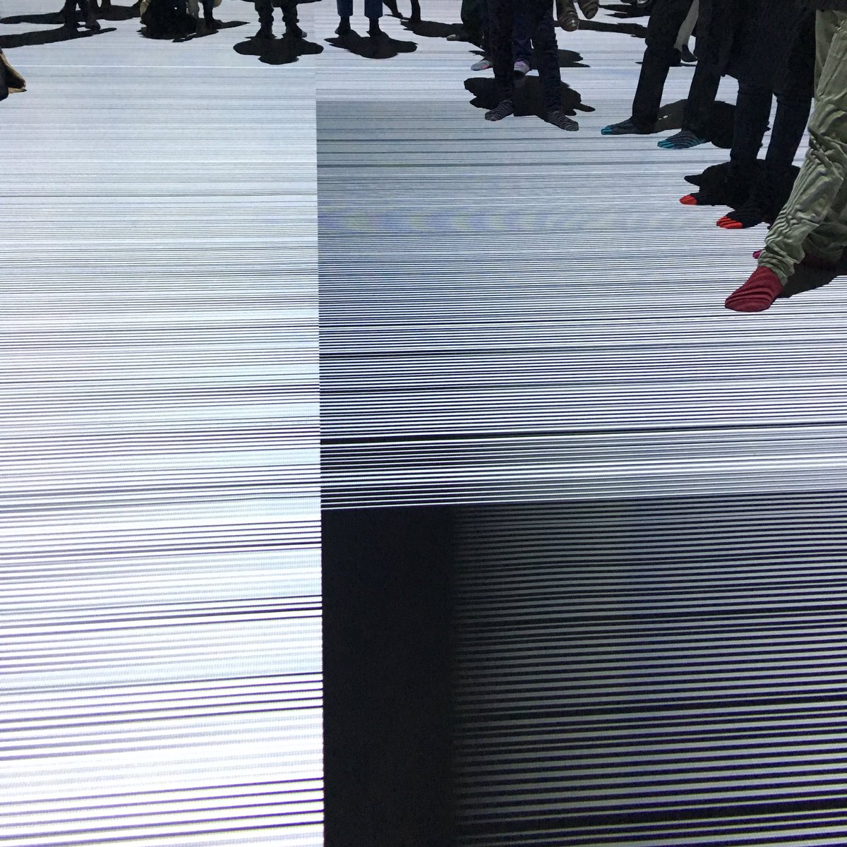 katemclean's tweet photo. #hokeykokeyeffect on #projectedstripedfloor #everythingatonce #visualinterference https://t.co/mwu5iFDFji