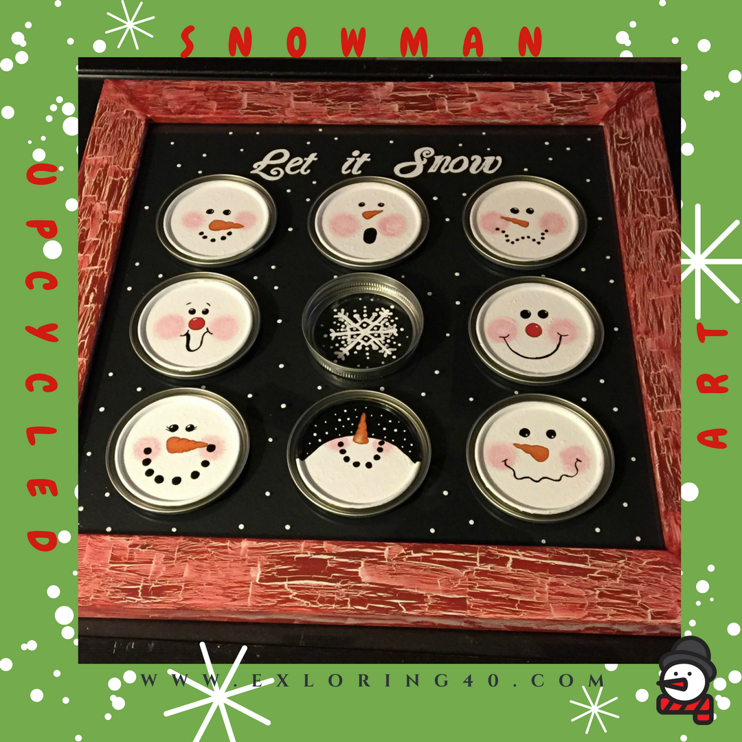 ExploringForty's tweet photo. https://t.co/foRw6I6OYU
An easy holiday craft made with lids and an old frame. #Upcycled #christmascrafts #diychristmas #diy #Snowman #Christmas2017 https://t.co/xlICMr69UE