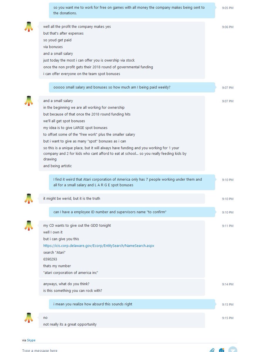 artbysamwhite's tweet photo. Just had a lovely talk with apparently @atari @forexposure_txt  contacted via reddit btw. account was 20 days old btw. https://t.co/33an5c5d9g