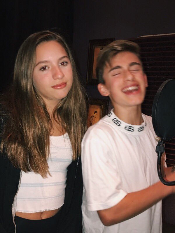 johnnyorlando's tweet photo. if you couldn't tell, @kenzieziegler loves recording with me https://t.co/PI6MiAiDlQ