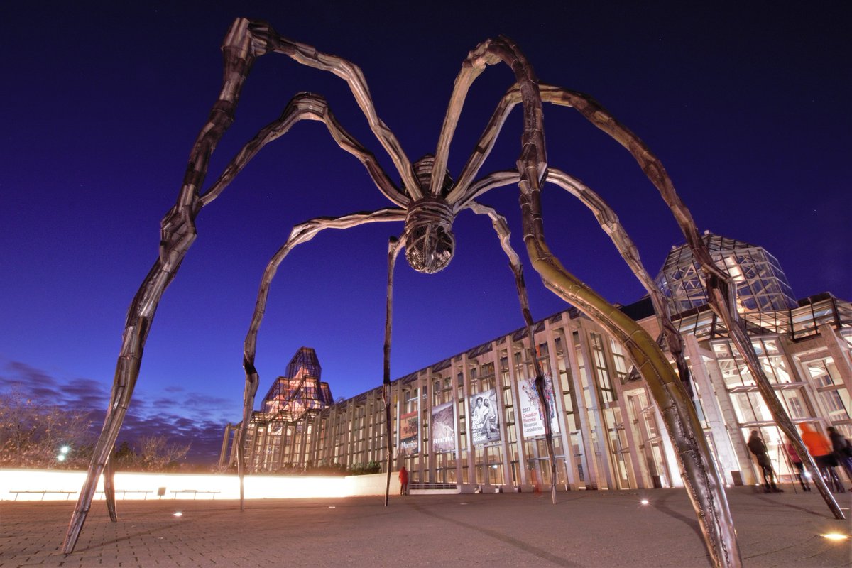 OldManNYC's tweet image. Spider hanging out at the @NatGalleryCan ... just after #sunset 
#MyOttawa @BlacksWeather #ThePhotoHour #StormHour #art #PhotographyIsArt #Nikon #spider #statue #Ottawa #nightphotography