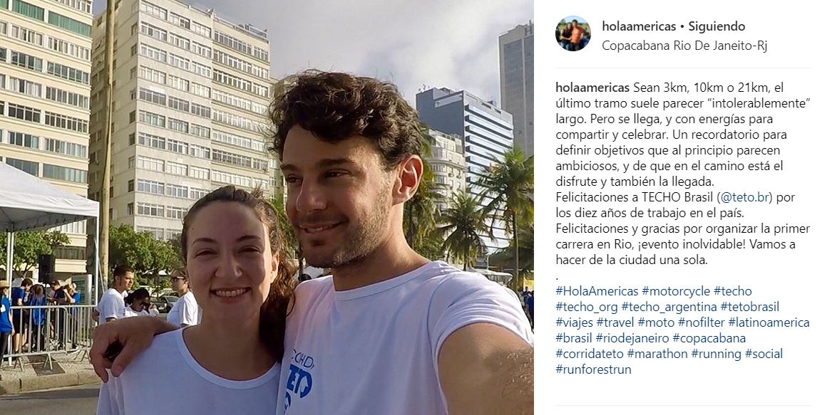 Ellos son Tute y Jose, una pareja que empezó a recorrer #Latinoamérica en su moto, uniéndose al trabajo de TECHO y los asentamientos en cada ciudad, como lo hicieron hoy en #RioDeJaneiro 🏍️🇧🇷 Sigue el viaje en <a href="/holaamericas/">Tute Costa</a>