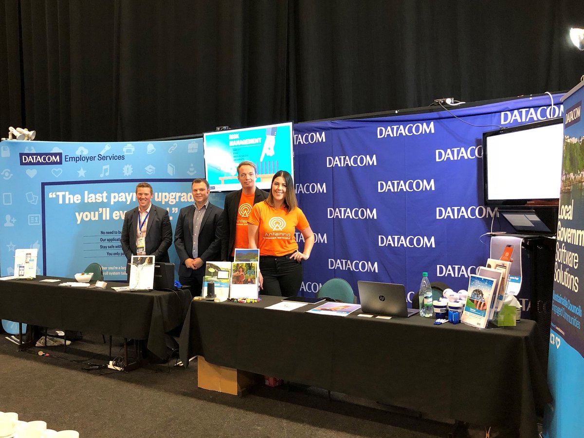 Datacom's tweet photo. At @ALGIMInc in Rotorua today, talking complete solutions for councils: new ways of working and engaging with communities as well as efficient #payroll products that save time and money for councils #SmartCommunities #localgovernment #solutionsforcouncils https://t.co/1uwdimaolo