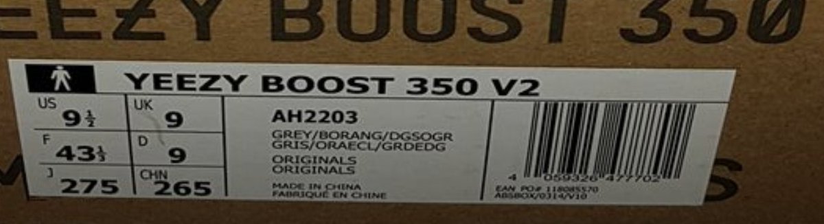 theyeezymafia's tweet photo. EAN Code doesn’t match, them fakes got the right color description though, good night Mike @Stormzy1 https://t.co/UohAjY9jF1