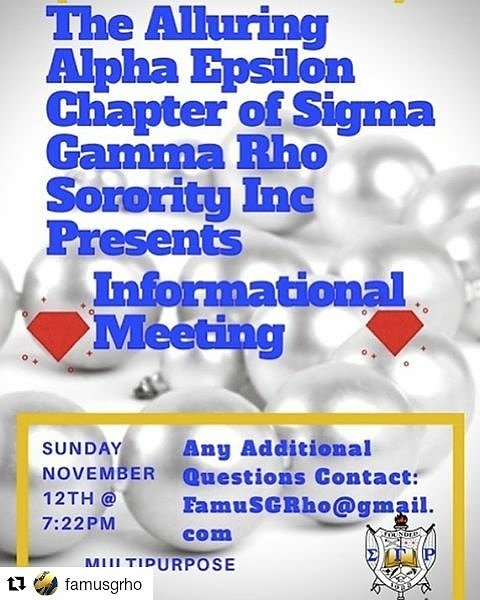 BDS_SGRhos's tweet photo. TONIGHT @ 7:22pm at FAMU in the Multipurpose Room @AE_SGRho... Come meet the lovely ladies of the Alpha Epsilon Chapter of Sigma Gamma Rho Sorority Inc. at our Fall Informational! 💙💛🐩 #FAMU21 #FAMU20 #FAMU19 #FAMU18 #FAMUPoodles https://t.co/fcAk7sOBEj