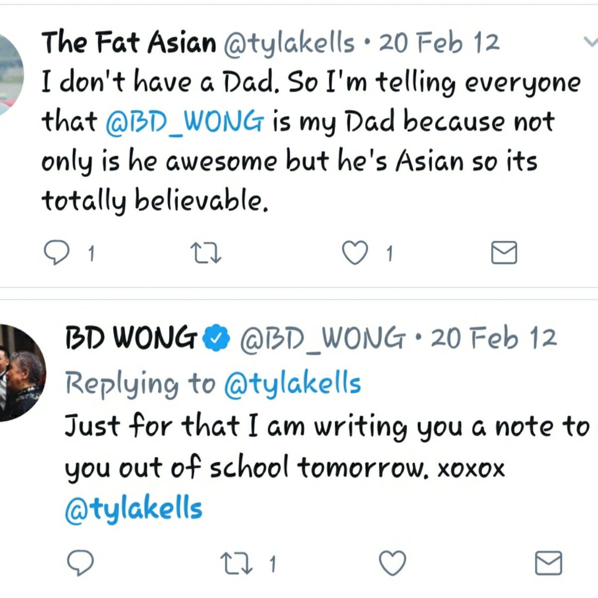 tylakells's tweet photo. #Throwback to when @BD_WONG became my #Twitter Dad ... #BDWong #BDLove 😍 #TeamAsian https://t.co/kt680GfVYp