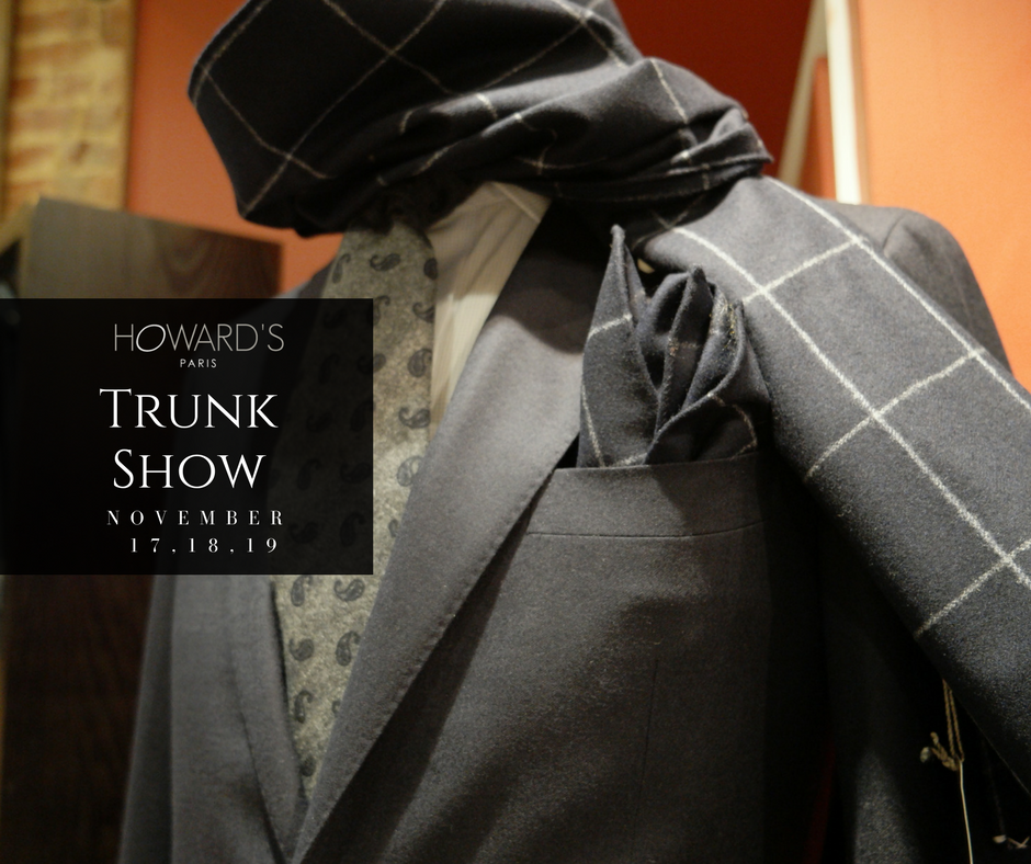 DashsofOldTown's tweet photo. This classic, nonchalant look by #HowardsParis is a navy blue flannel sport jacket paired with a blue paisley on grey flannel tie. To top it off, a blue elongated window pane scarf and matching pocket square. Fabric by Vitale Barberis Canonico https://t.co/IXBhVsD1qj