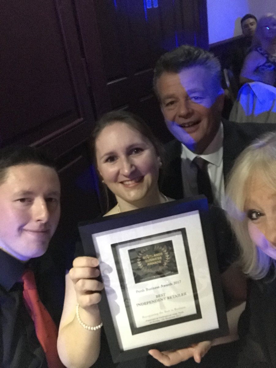 Hunterskinross's tweet photo. A good nights work for #huntersofkinross winning Best Independent Retail business in Perthshire & Kinross at The Scotland’s Business awards https://t.co/Z8R3x3pix0