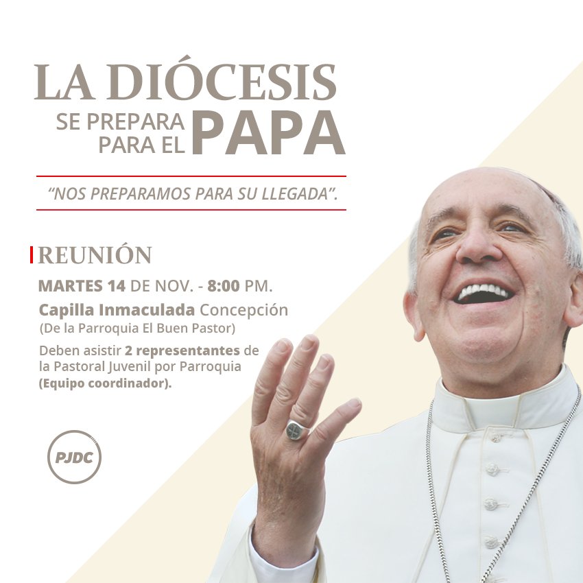 ieprnsp's tweet photo. REUNIÓN!!!! 🙌 🕊
El Martes 14 de Nov. a las 8:00 PM. nos reuniremos en la Capilla Inmaculada Concepción (De la Parroquia El Buen Pastor)
Dos representantes de la Pastoral Juvenil por Parroquia (Equipo Coordinador)
#UnidosPorLaEsperanza #ModoPapa #PJDC
Fuente: @carabayllopj https://t.co/EtYCe9xH5n