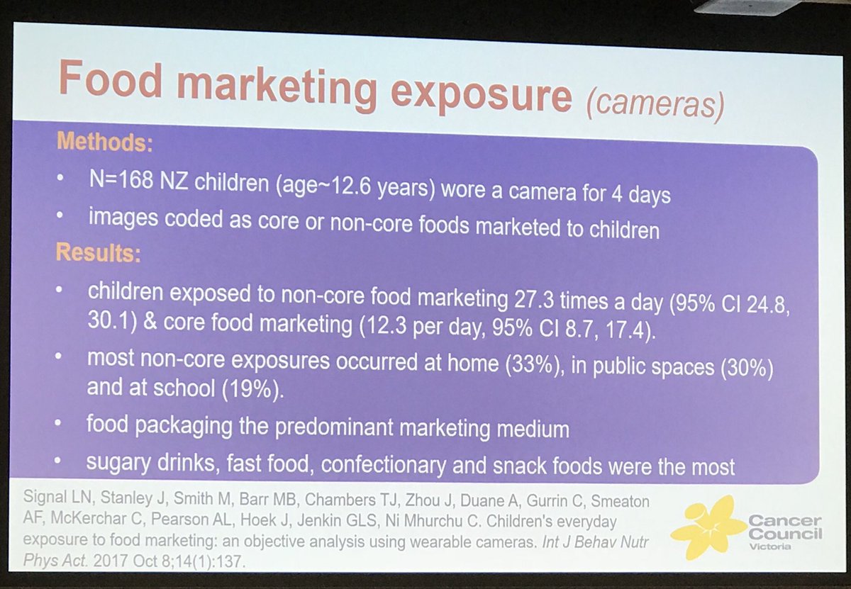 Matt_Hopcraft's tweet photo. Kids in New Zealand exposed to non-core foods 27 times per day, more than twice core foods. #KidsCam
#DFPD17 https://t.co/PZVuuN8yeF