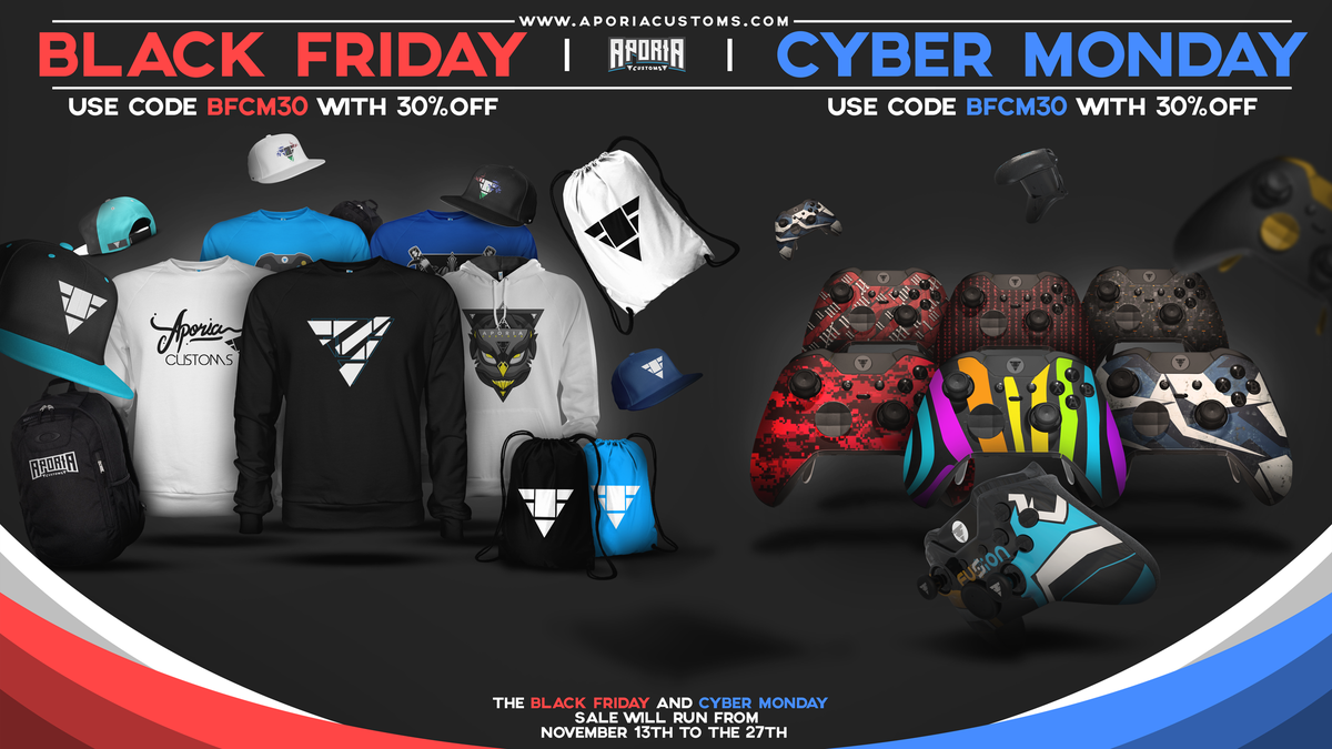 AporiaCustoms's tweet photo. We are releasing our Black Friday &amp; Cyber Monday deals early this year! Save 30% off by using "BFCM30" for the next two weeks! 

https://t.co/5WiYhD3tqE https://t.co/grTmcxC9Es