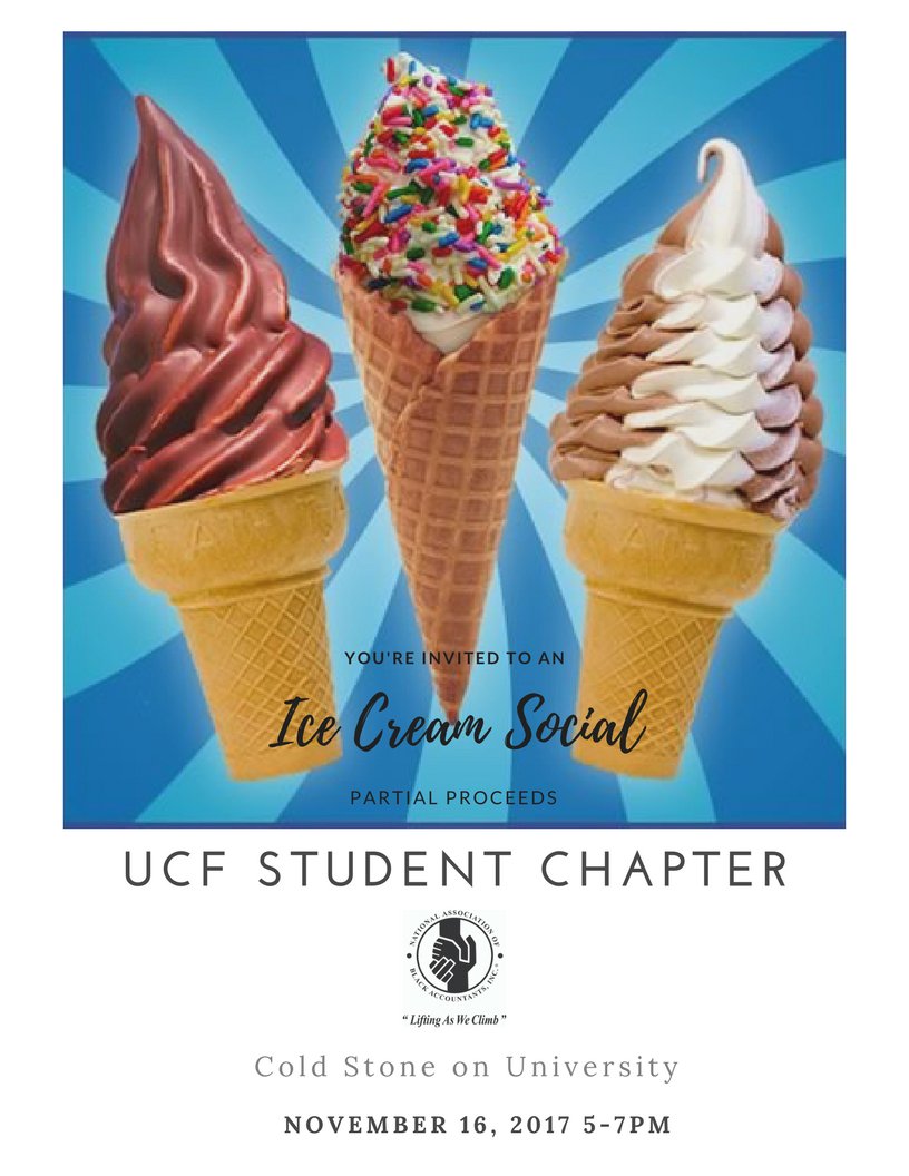 Nabaucf's tweet photo. Hello all! NABA will be having an ice cream social November 16th from 5-7pm at Cold Stone on University! Can't wait to see you all there! https://t.co/vgSLlD2qbL
