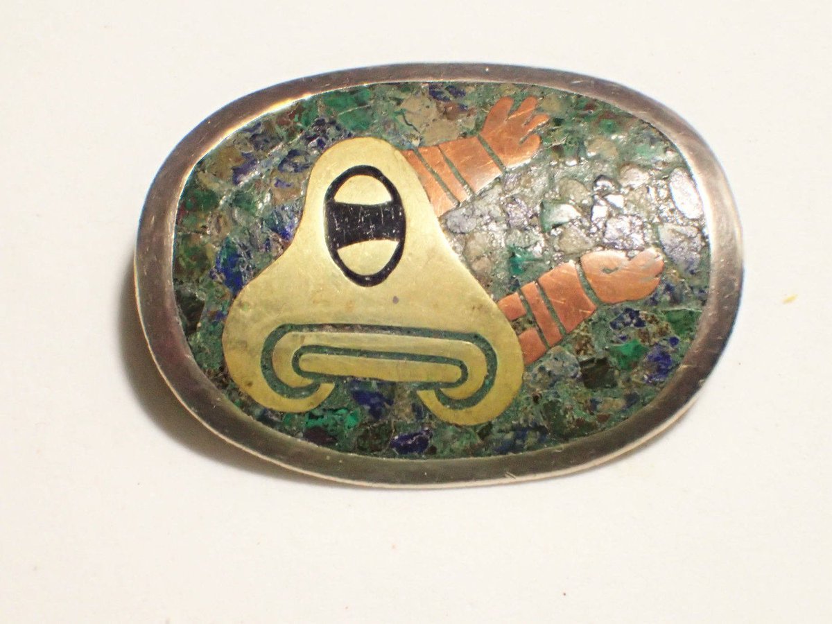 GliterzbySal's tweet photo. Taxco Mexico Mixed Metals METALES Inlay Oval Brooch https://t.co/kuY0E7TBKk #GliterzbySal #ReachingHands https://t.co/QQ2IoiJJZ8