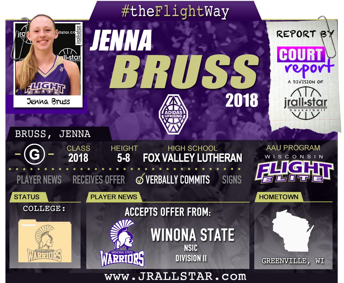 WiFlightElite's tweet photo. #theFlightFile: Jenna Bruss (5-8 G 2018) accepts her Division II offer to play with the Winona State Warriors! #theFlightWay https://t.co/XHjn2issLz