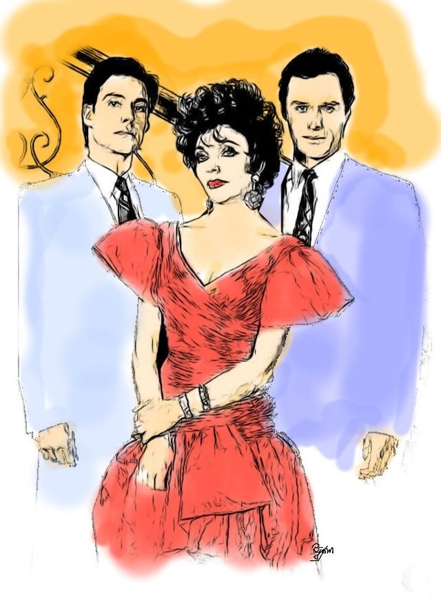 DynastyTVShow's tweet photo. Nice artwork of Sean, Alexis, and Dex by Bjorn that was posted to one of the #Dynasty Facebook pages. @Joancollinsdbe #MichaelNader #JamesHealey https://t.co/JHGZi4A3cj