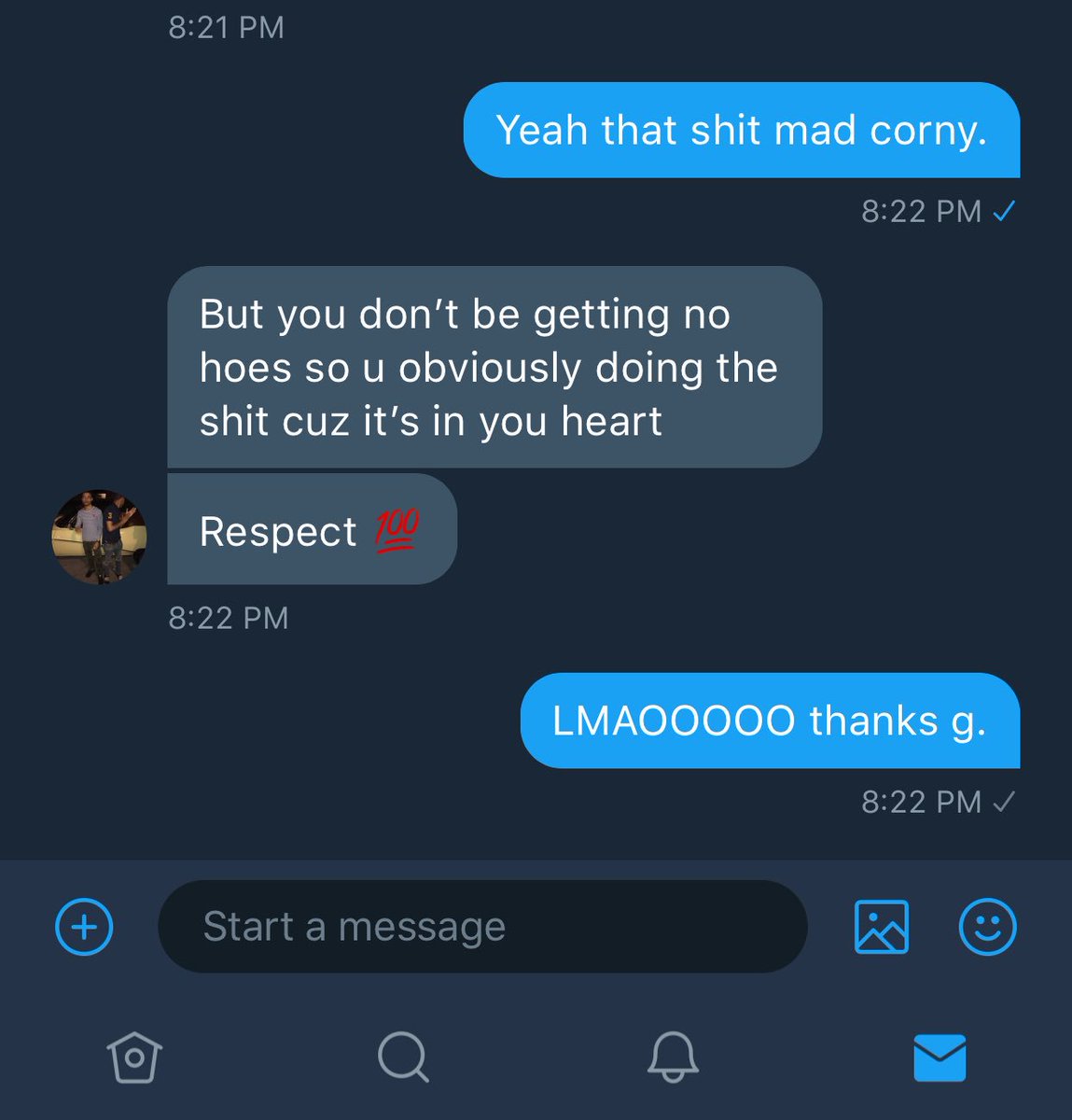 _dannyphoto_'s tweet photo. This the best random DM I’ve ever received. I’m in the crib dying. 😭💀 https://t.co/V2jeNWxfnc