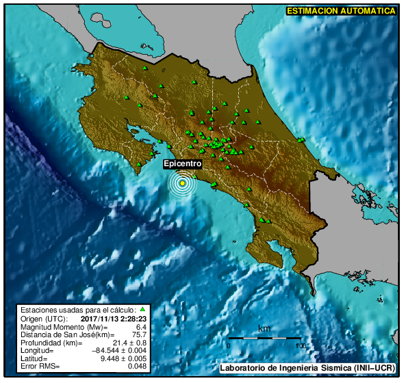bazkosume's tweet photo. #sismocr #sismo M=6.4 P=21.4km, 12-11-2017 20:28:23 a 19.6km SSE de Jaco de Garabito https://t.co/qCTP5DKCo1 / @LISUCR