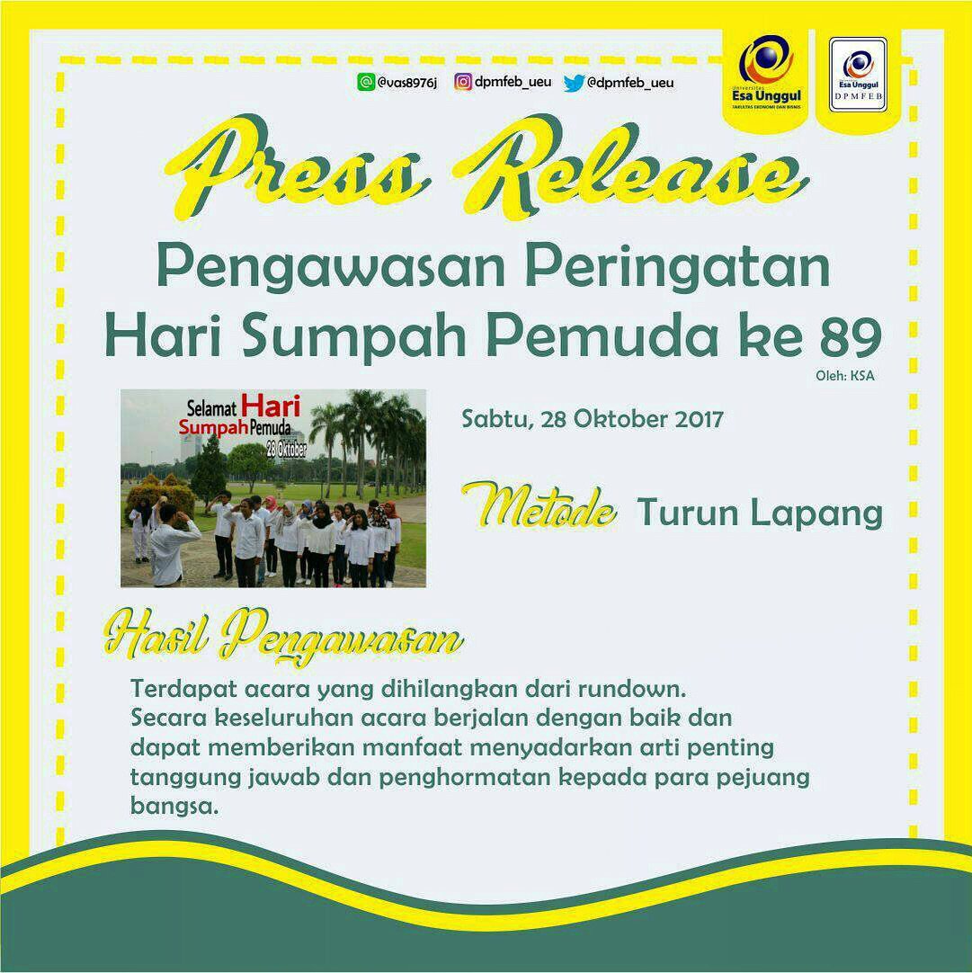 [PRESS RELEASE]

Metode : Turun Lapangan

KSA "peringatan hari Sumpah Pemuda ke.... tmi.me/1fjZRC