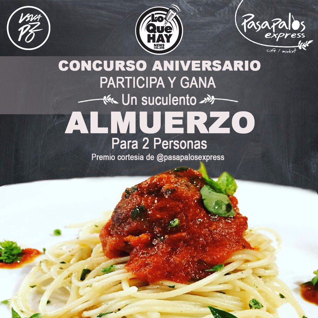 pasapaloexpress's tweet photo. Participa en @Loquehayfm @VivaPzo, cómplices del concurso, agradecemos a nuestros  clientes por el 5to. Aniversario 🎈 #Pasapaleando https://t.co/qC1VxxcVDl