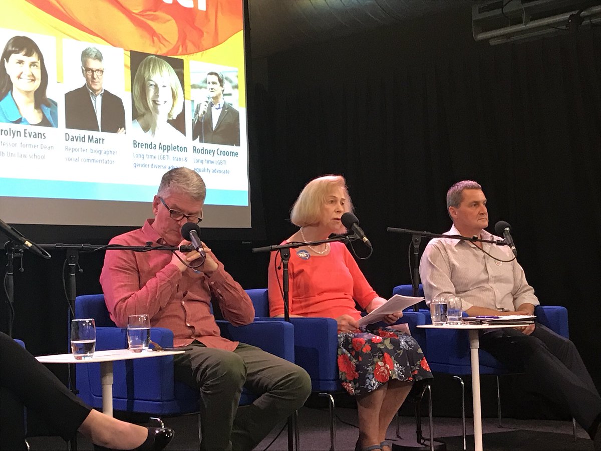 RainbowFamVic's tweet photo. The wonderful Brenda Appleton speaking from the heart at our “what happens after Yes?” Forum @wheelercentre #afteryes https://t.co/mmoS1rLc3r