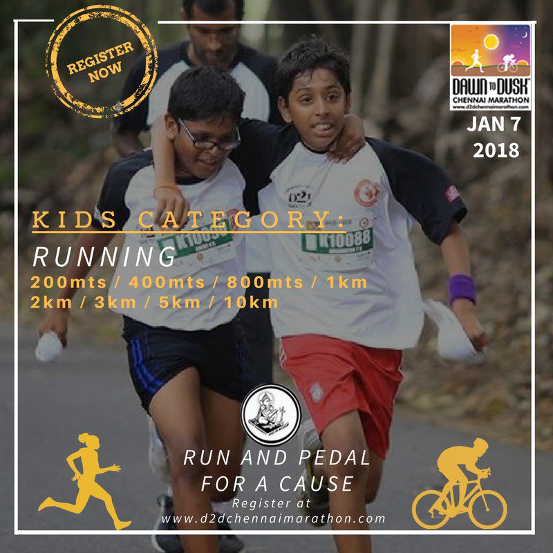 D2DMarathon's tweet photo. Chennai’s most anticipated marathon isn't just for adults! Register your kids today: https://t.co/doV4LP8d58 #D2DMarathon2018 #D2D #Runners #Cycling #RunnersLife #cyclinglife https://t.co/zWGQz4NXZs
