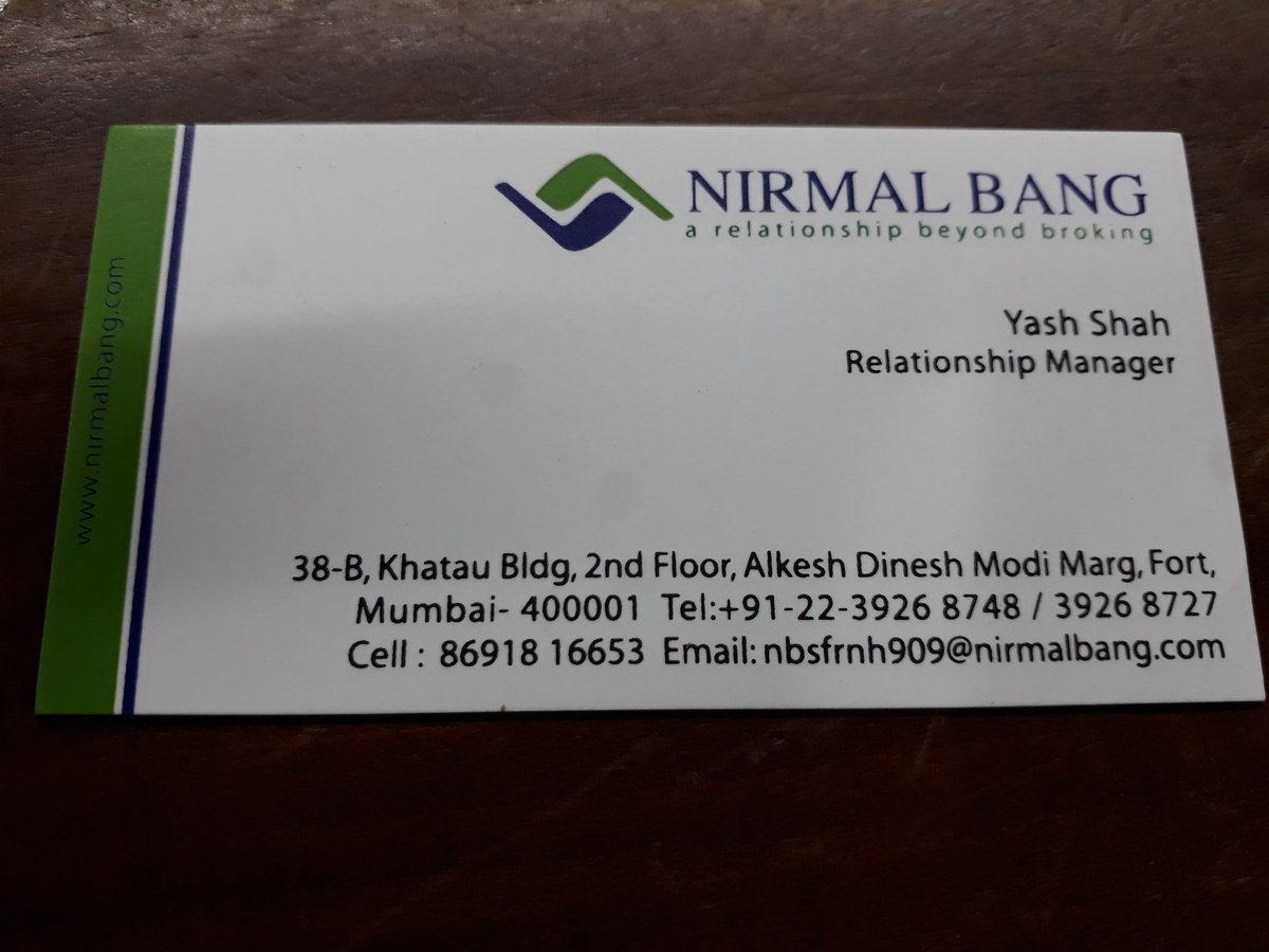 YashVShah1's tweet photo. Want to trade in Stock market any segment?
With expertise in Banknifty (Derivatives Strategy) segment
With Good returns
Contact me
8691816653/ off: 22-39268748,39268727.
Email: nbsfrnh909@nirmalbang.com
Yash.shah2770@gmail.com https://t.co/sIpVLe1PQY