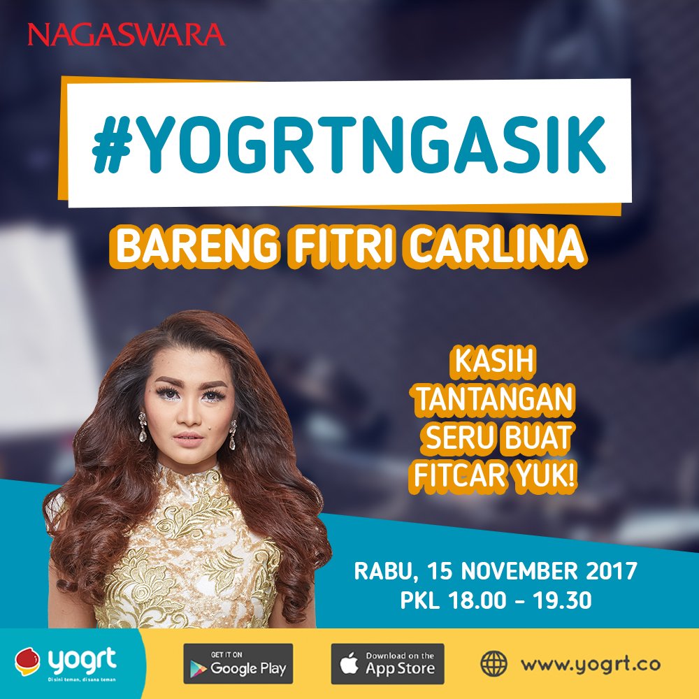 YogrtID's tweet photo. Jangan ketinggalan untuk #livestreaming bareng FitCar ya di #Yogrt
Stay tuned terus di hari Rabu, jangan lupa download #app nya di https://t.co/fJuyc7iA7I π
#yogrtid #yogrtapp #disinitemandisanateman #socialmedia #yogrtngasik #fitricarlina #NAGASWARA https://t.co/VW3416YspH