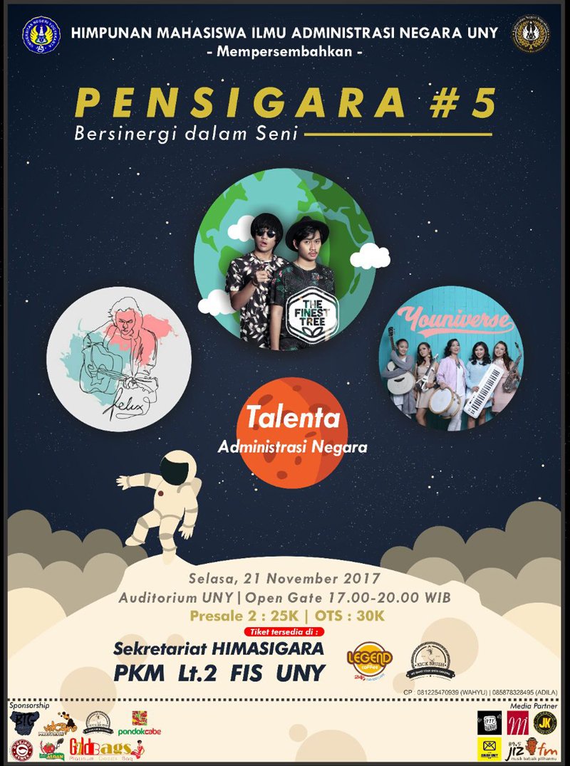 pamityang2an's tweet photo. PENSIGARA #5 w/ @theFinestTree @felixirwans , Youniverse | 21 Nov, Auditorium UNY, Open Gate 17.00 | Presale 25K, OTS 30K | info @himasigara https://t.co/DJ1yRALgdZ