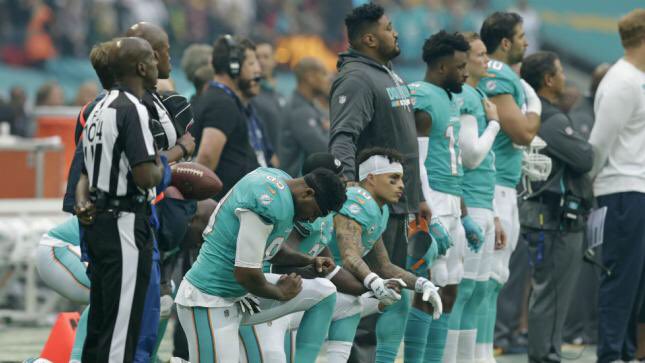 tonygood2's tweet photo. Does the @MiamiDolphins want to be known as the AntiAmerican Team? Until the Dolphins require these guys to show respect by standing for the National Anthrm none of us veterans are going to watch them in stadium or TV. USMC 1969-75 #RealMenStand https://t.co/Pl4UrRwCZp