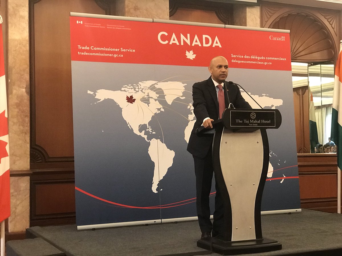 GlobalPrashant's tweet photo. Excited to be part of largest ever Canadian Trade Mission to India. Selfie with Honorable Minister of Intl Trade @FP_Champagne #senecago #TradeMissionInindia https://t.co/MKIwOxFyRp