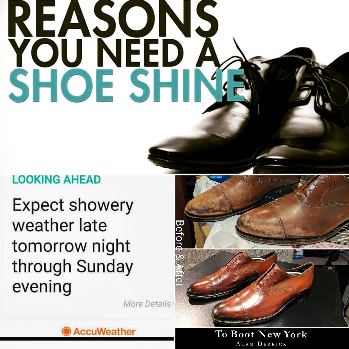 Oldstyleshine's tweet photo. Are your shoes ready for the rainy season?
#RainOrShine
@VisitSeattle @motifseattle @MarkWrightKING5 @SheratonSeattle @SuitedSoor
@TheBrightReport @mkarason @FairmontOlympic @ILEASeattle @BUTCHBLUM @FSSeattle @brickmortarSEA @cbreSeattleArea @ButlerSeattle @12s #12sofseattle https://t.co/TD0RUg6pDT