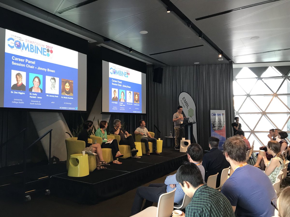 Khronnoz's tweet photo. Jimmy Breen @wessidepraxis chairs the #COMBINE17 career panel session. https://t.co/r8WNAI9fnB