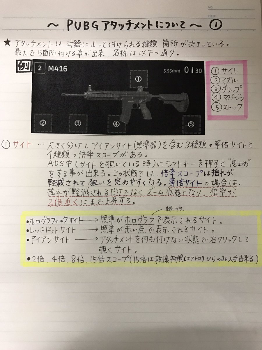 Frienzooのプリティハートみゆちぇる とりあえずアタッチメントについてのメモ完成させた まとめ方下手くそでごめんなさい ก 良かったら私と同じ初心者の人は使ってみてね 笑 Pubg Pubg初心者
