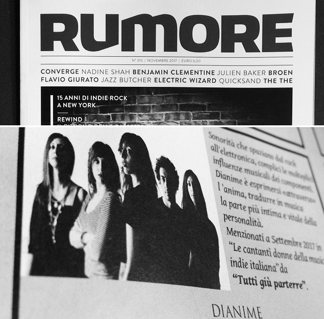 DianimeOfficial's tweet photo. Su @RumoreMagazine di Novembre ci siamo anche noi! @Blob_Agency #DIANIME #LaPartePeggiore #Musica #News https://t.co/ScpYUXbBg9