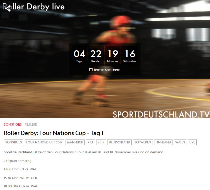 Live and on demand. Four Nations Cup in Kiel/Germany. 18.+19. November Sat.: bit.ly/2hnmo5F + Sun.: bit.ly/2iaoZR6 #RollerDerby #MensRollerDerby #4NationsCup #Kiel #LiveSports