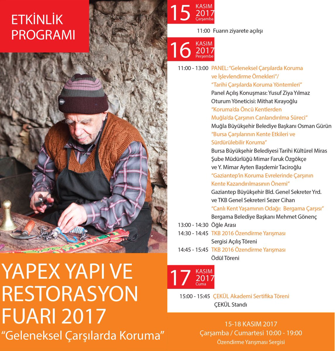 cekulvakfi's tweet photo. Geleneksel çarşıları korursak ne olur? Bu sorunun cevabını uygulama örnekleri üzerinden bu yıl YAPEX Restorasyon Fuarında konuşacağız. 
 
Detaylı program: https://t.co/sYi5ZO69cl
Etkinlik sayfası: https://t.co/9YE1p4LFgl

#YAPEX #Fuar #TKB #Carsi #Antalya #CEKUL @cekulakademi https://t.co/FErLoctrDB