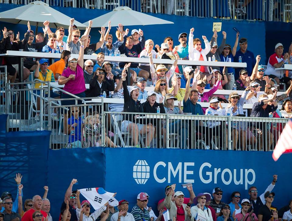 TRSOnline's tweet photo. @CMEGroupTourChamp, TRS is just as excited as these spectators for the CME Group Tour Championships!! #trsmagic #trsvolunteers https://t.co/WkNraHG001