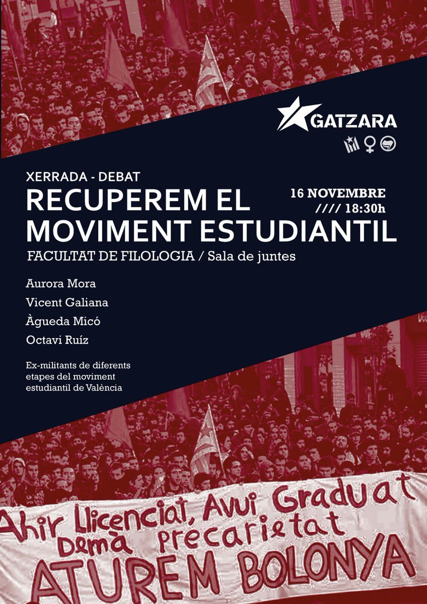 vgaliana_'s tweet photo. Dijous estarem a la UV reflexionant sobre el passat, present i futur del moviment estudiantil amb @aguedamico, @aurora_mora i @reclaim1983 https://t.co/zKou3frQx6